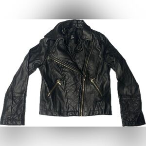 [NWOT] Art Class Girls Black Mini Trendy Y2K Faux Leather Coat Jacket Size Small